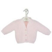 DANDELION Ribbed Knit Cardigan "Pink"  NB, 0-3, 3-6